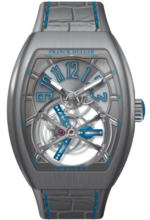 Best FRANCK MULLER Vanguard Gravity Tourbillon Brushed Titanium - Blue V 45 T GR CS (BL) (BR TT) (TT.TT BL) Replica Watch